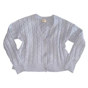 Elie Tahari Womens Wool Blend Gray Cable Knit 3 Button Cardigan Sweater Size Med